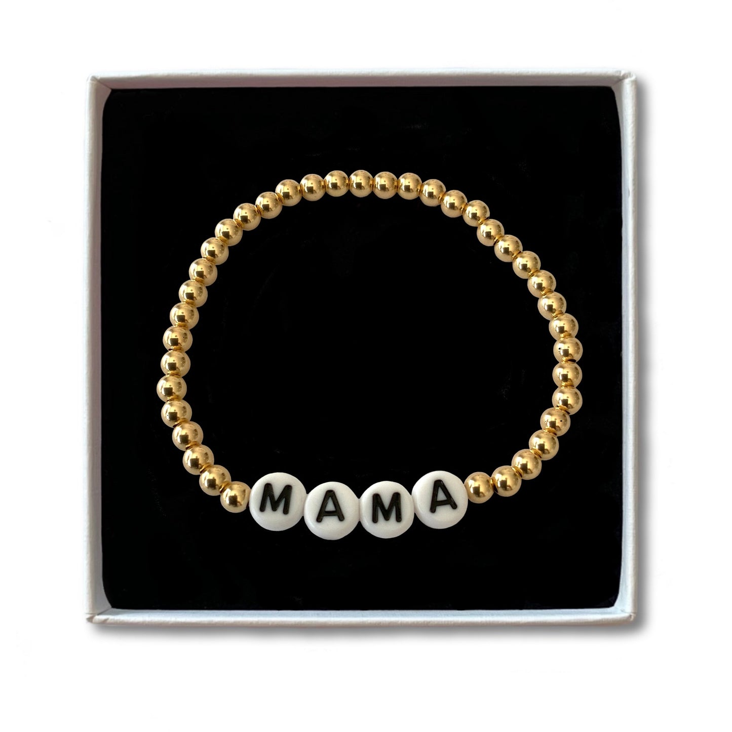 Gold Filled Perlenarmband - weiß/schwarz