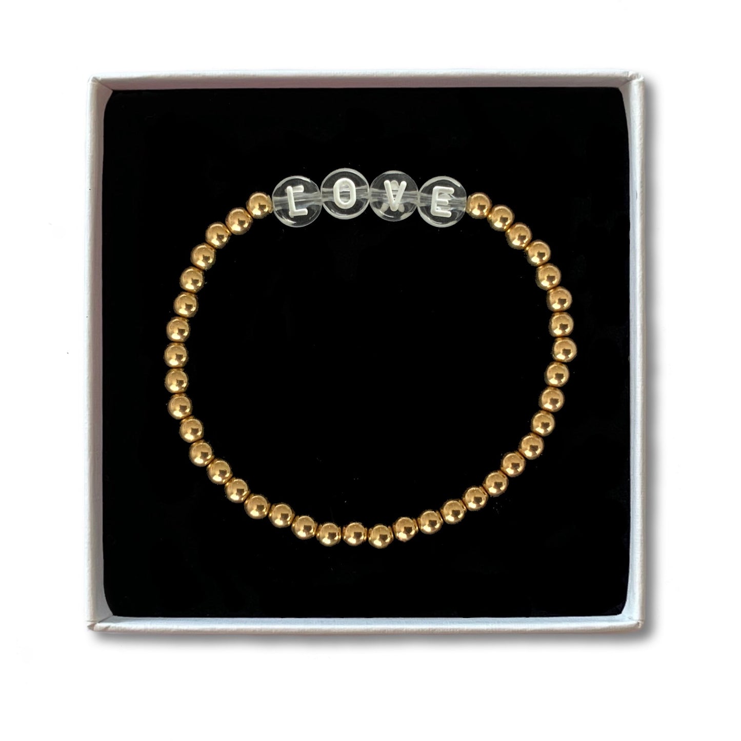 Gold Filled Perlenarmband - transparent/weiß