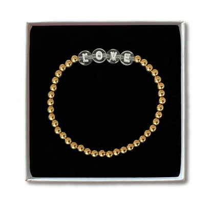 Gold Filled Perlenarmband - transparent/weiß