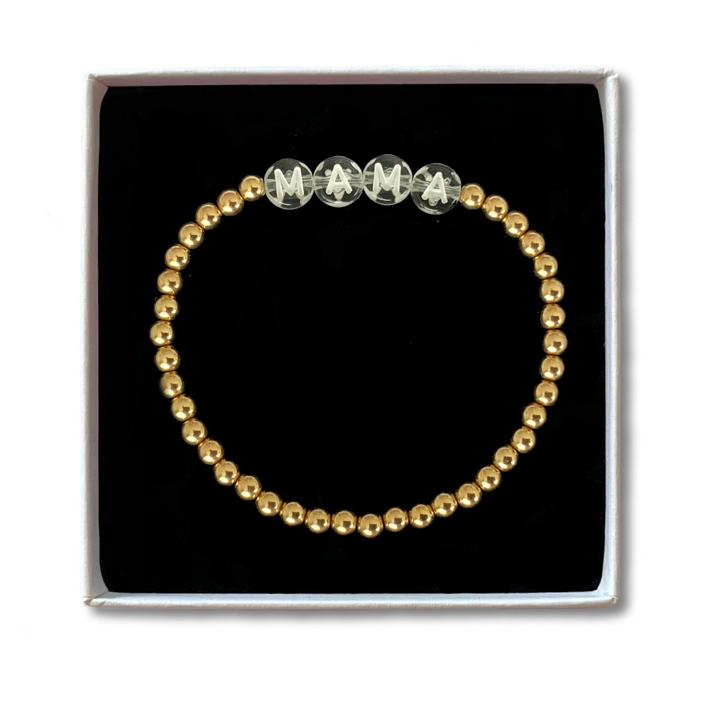 Gold Filled Perlenarmband - transparent/weiß