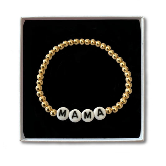 Gold Filled Perlenarmband - weiß/schwarz